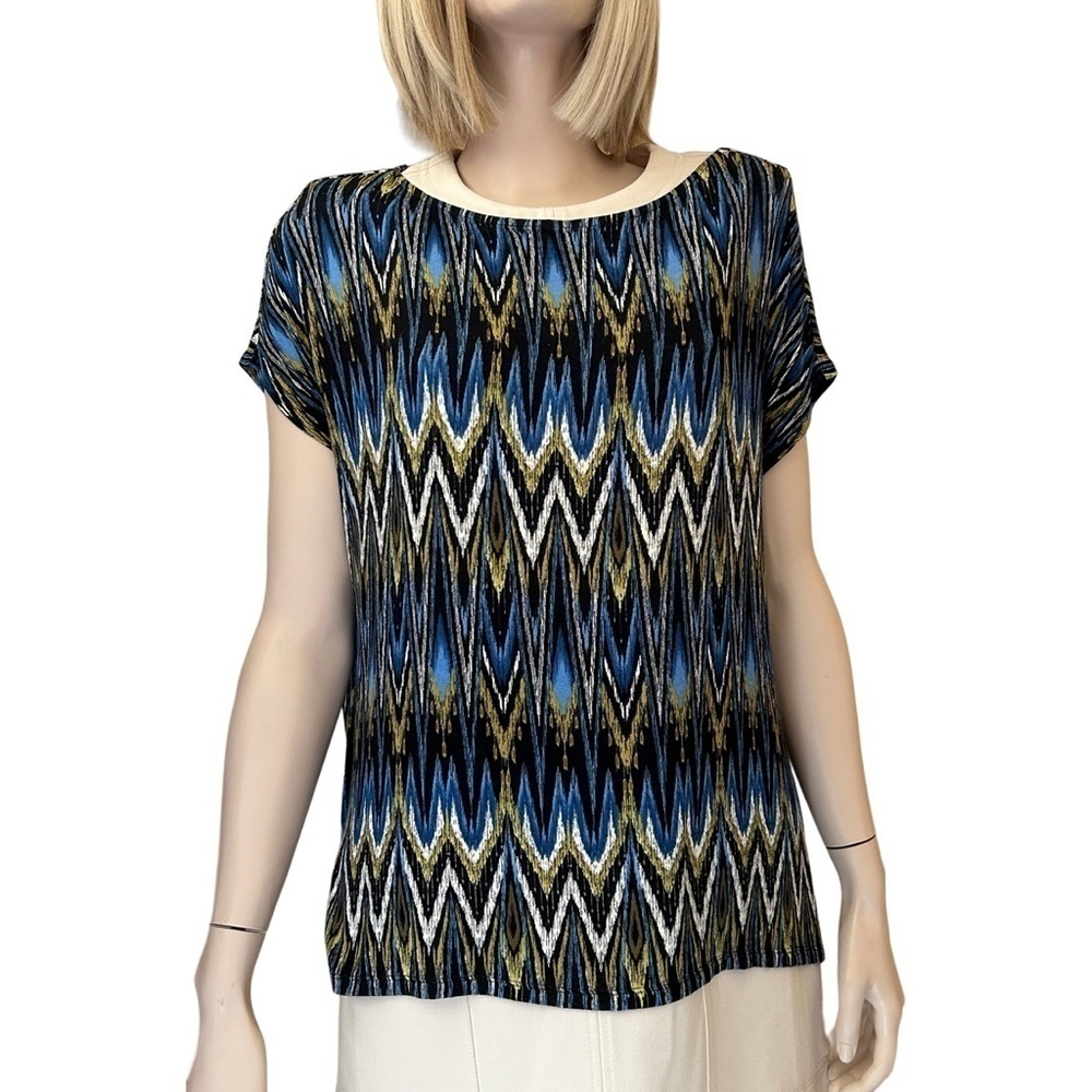 J. Jill Rayon Batwing Sleeve Poncho Design Shirt Tank Tunic Aztec Print XSP XS S